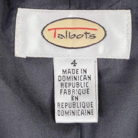 Talbots Blazer Jacket Womens 4 Wool Button Lined Black White Plaid Gingham - Picture 5 of 9